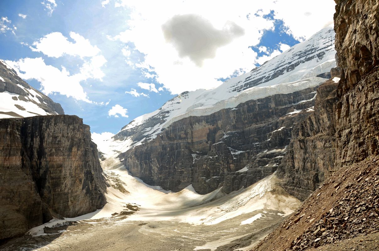 28 Victoria Glacier Rises To Abbot Hut On Abbot Pass Between Mount Lefroy And Mount Victoria From Plain Of Six Glaciers Viewpoint Near Lake Louise